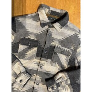 Jachs New York Aztec Wool Blend Sherpa Lined Fleece Jacket Men's L Gray